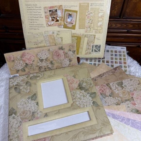 Vintage K & Company 13.75" x 12.5" English Floral Scrapbook Kit Papers & Vellums - Picture 1 of 16